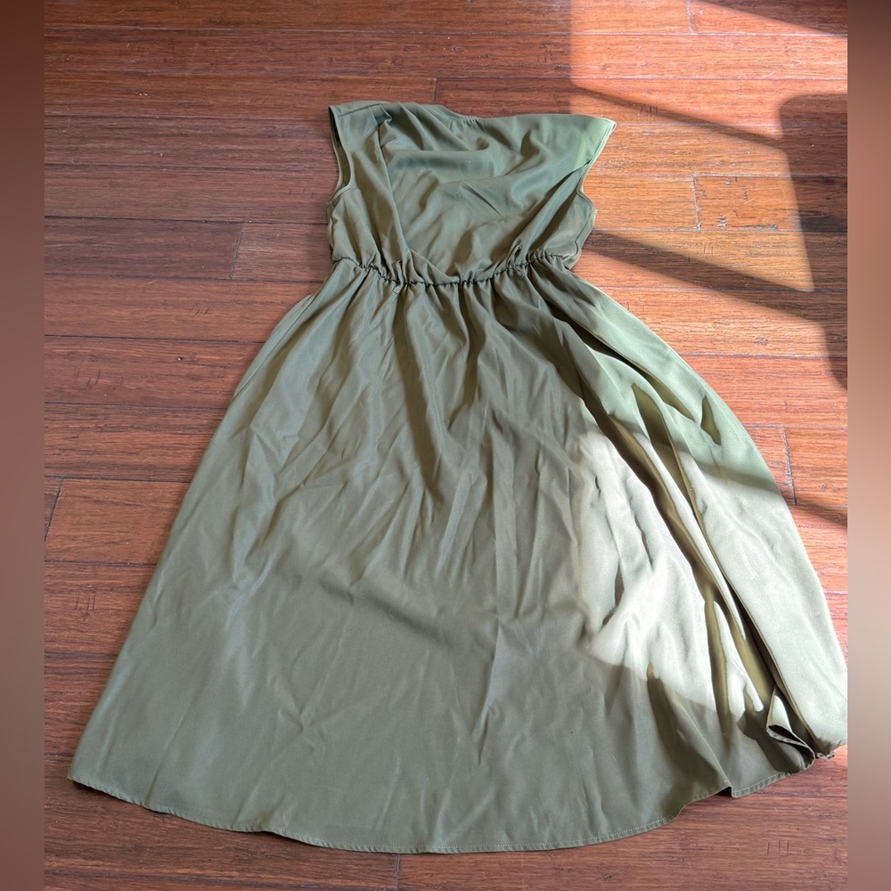 Olive Green Sleeveless Midi Dress - Classic Women’s Summer Dress